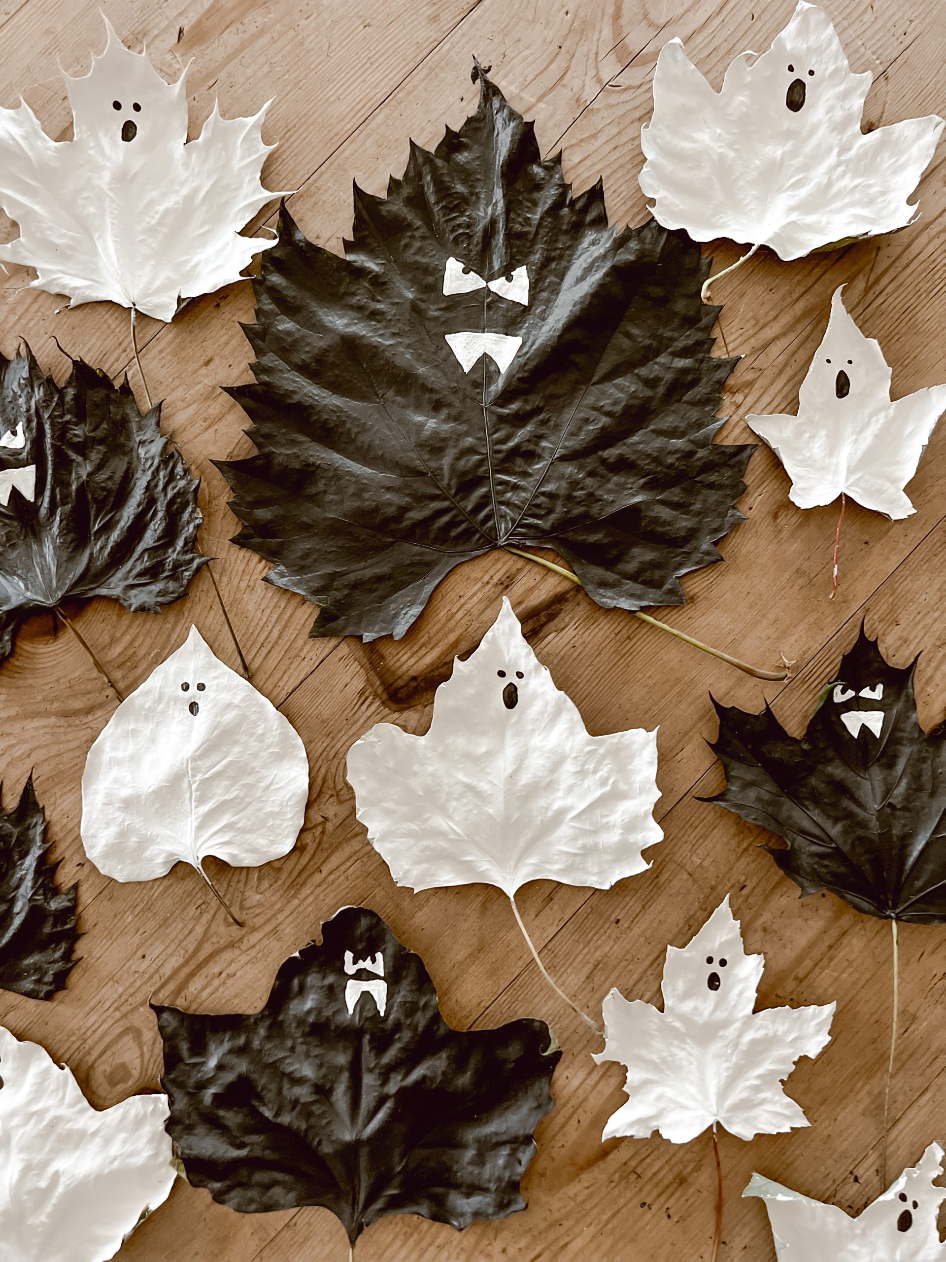 DIY Painted Fall Leaves – Halloween Ghost & Bat Leaves